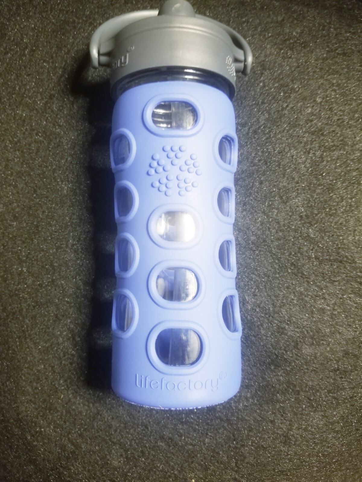 Lifefactory BPA Free 12 oz Glass Water Bottle Silicone Grip w/Straw All Purpose