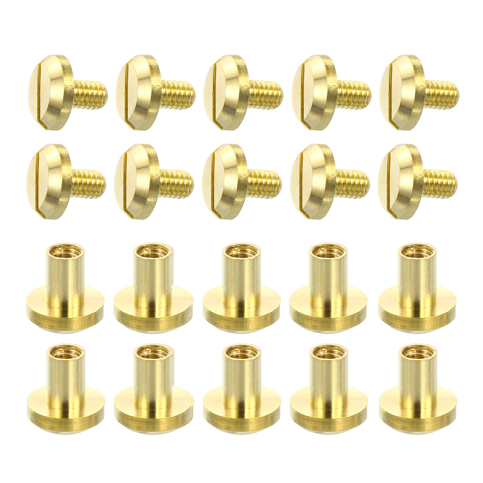 10Sets Brass Chicago Screw Fasteners, 8mm Post Nail Stud Rivets for Leathercraft