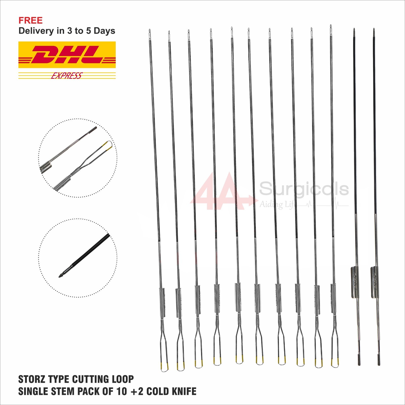 4A CUTTING LOOP SINGLE STEM PACK OF 10 +2 Cold Knife