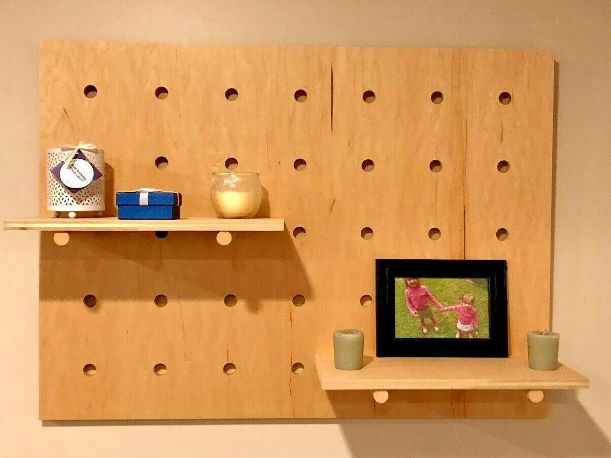 Modern Pegboard Display, Custom Wood Wall Orgainizer