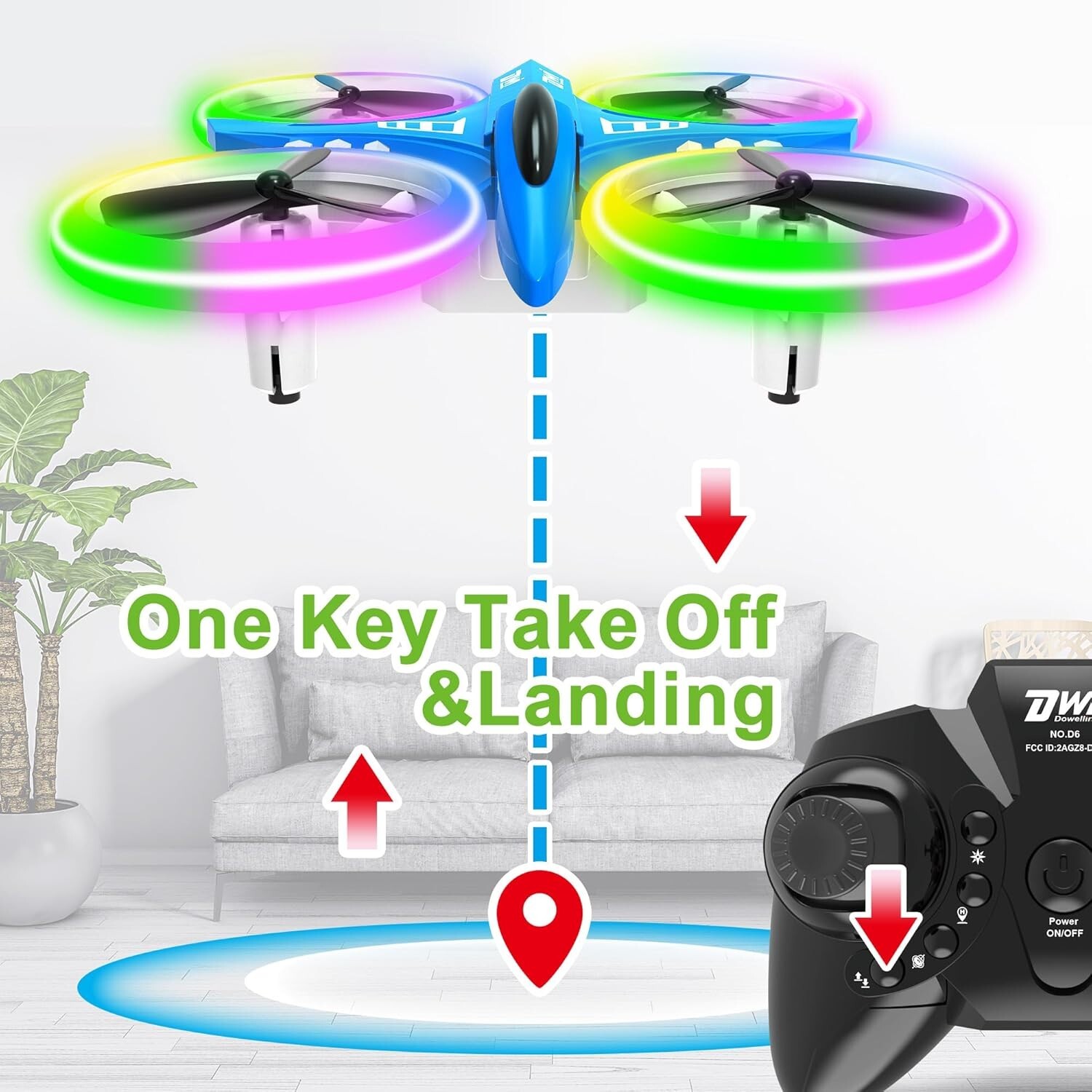 Blue Nano Quadcopter – Mini Drone with 15 Min Flight Time & Headless Mode