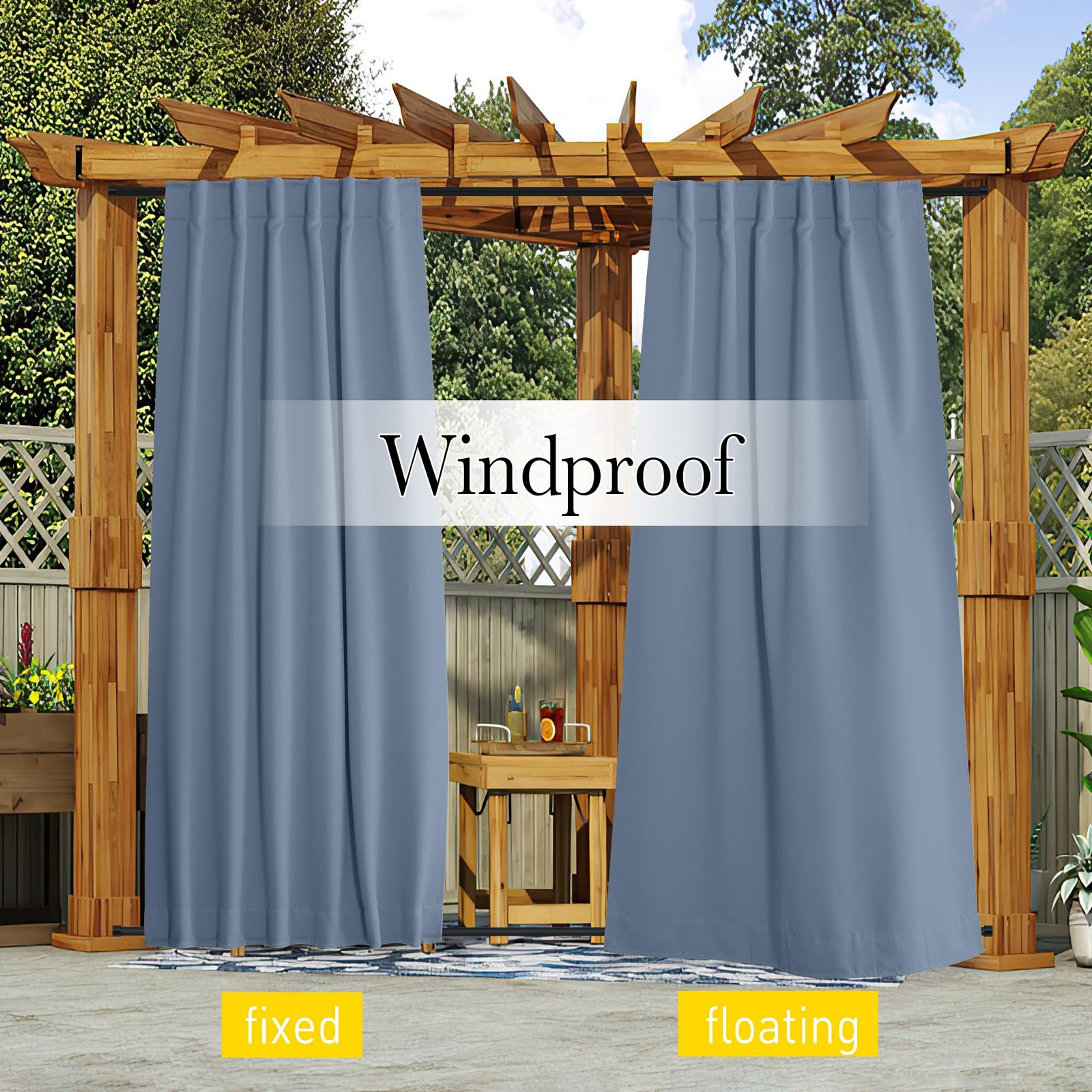 NICETOWN Waterproof Outdoor Curtains, Back Tab, Windproof, Thermal Insulated