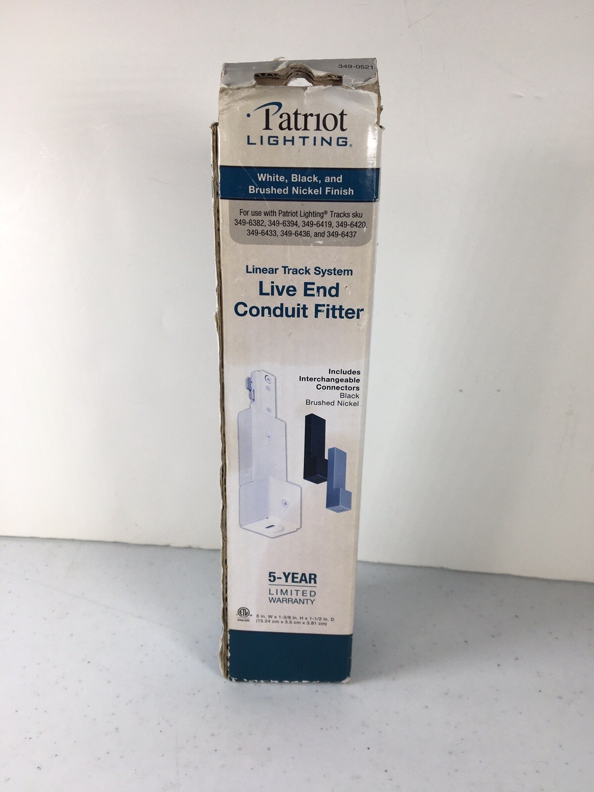 Linear Mixed Material Live End Power Feed, White, 6 In Black Brushed Nickel
