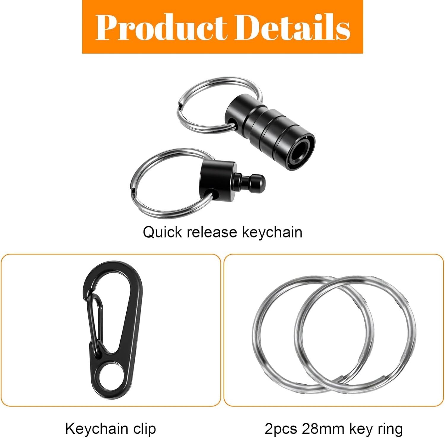 Quick Release Keychain Clip Detachable Carabiner Pull-Apart Key Ring
