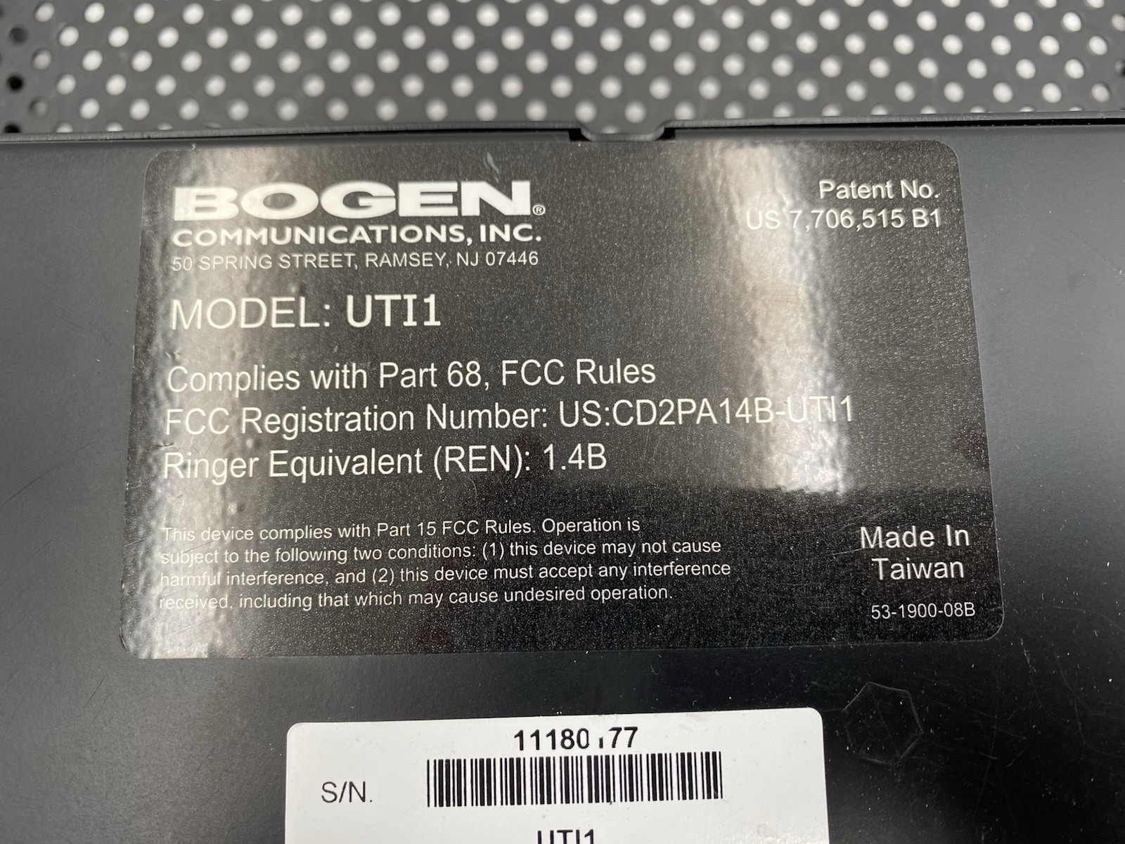Bogen UTI1 Single Zone Paging Controller Universal Telephone Interface