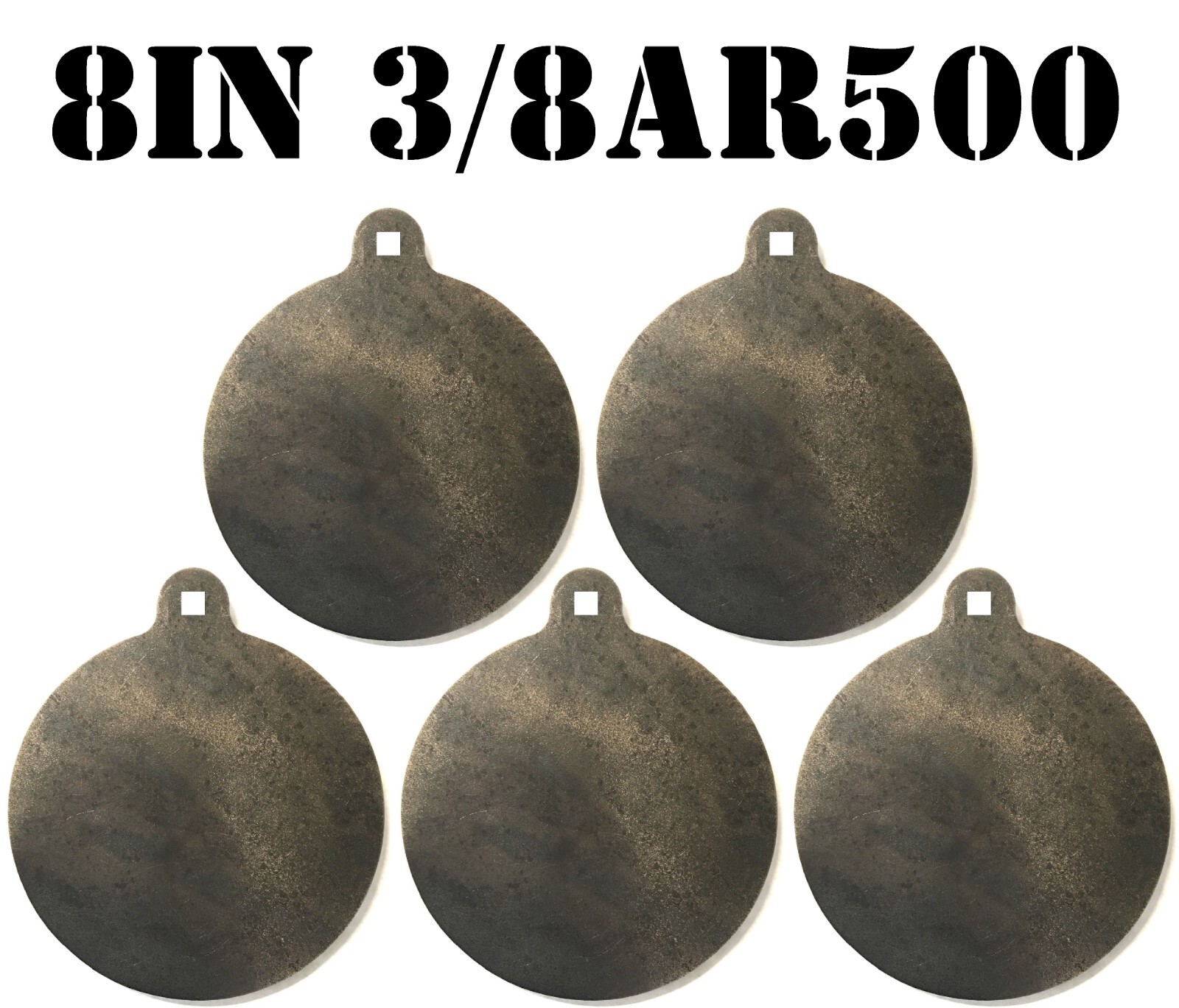 3/8" AR500 Hardened 8" Metal Steel Shooting Range Rifle/Pistol Target Gongs 5pc
