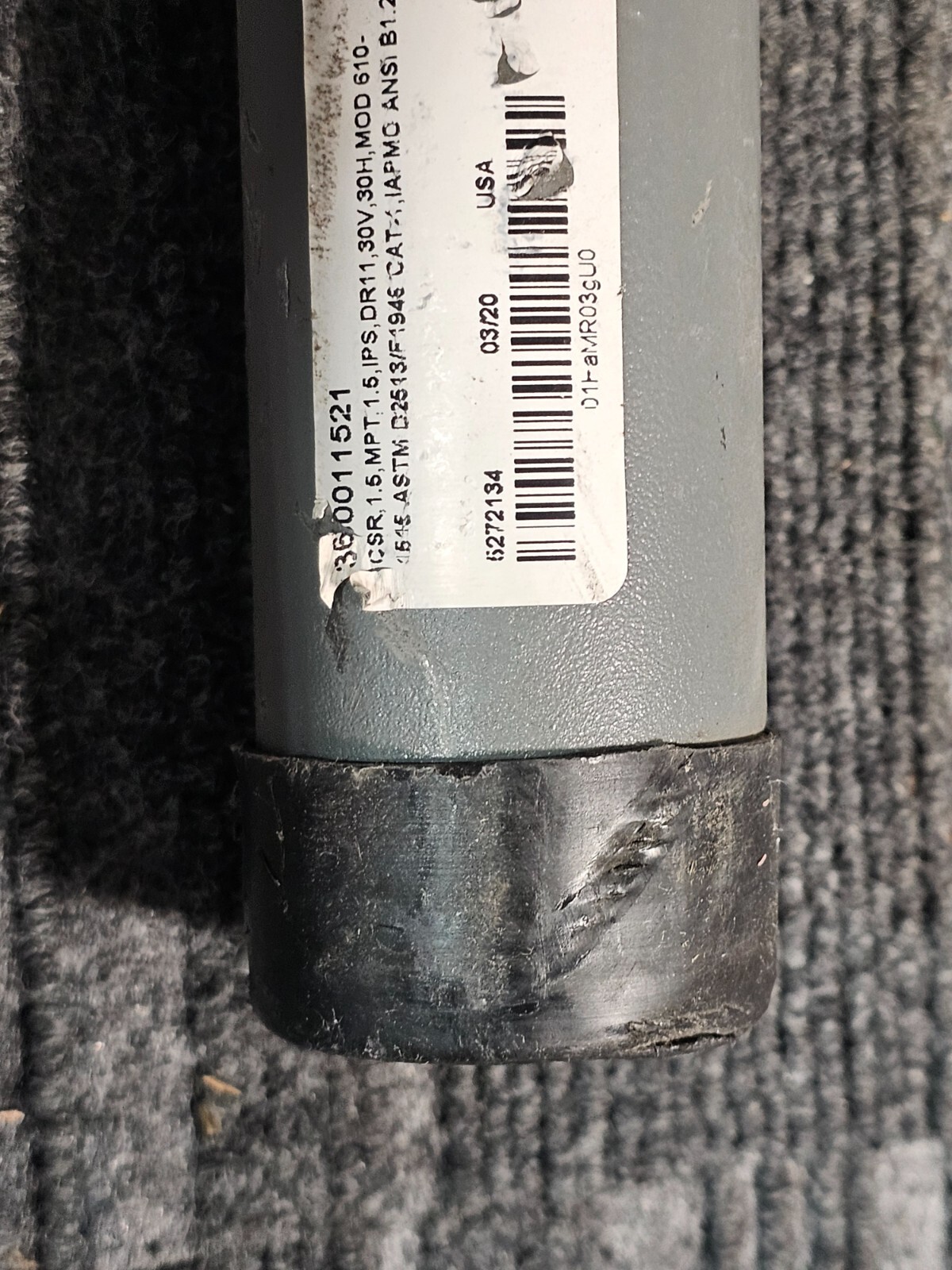 Central Plastics 360011521 1.5, IPS, DR11,D2513 Gas Compression Riser Gray