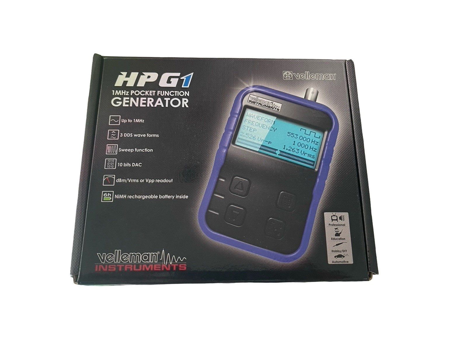 Velleman 1 MHz Pocket Function Generator HPG1