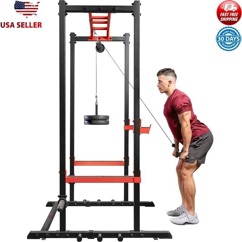 Lat Pull Down Attachment Power Rack Cages Exercise Equipment for Home Gym Set