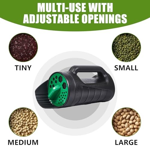 Adjustable Handheld Seed Shaker – Hand Spreader - 90oz Capacity Multi Green
