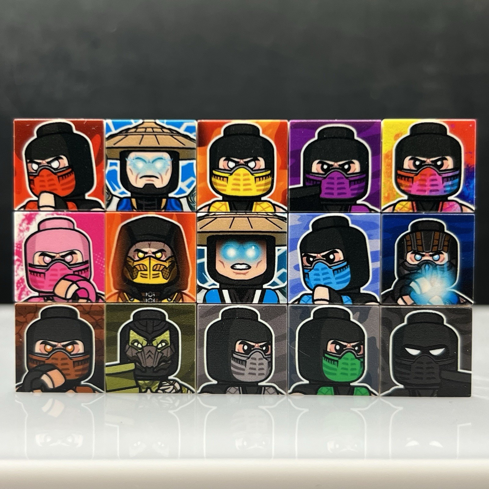 Custom Printed Lego Mortal Kombat 2x2 Tile Lot - Printed on Official Lego