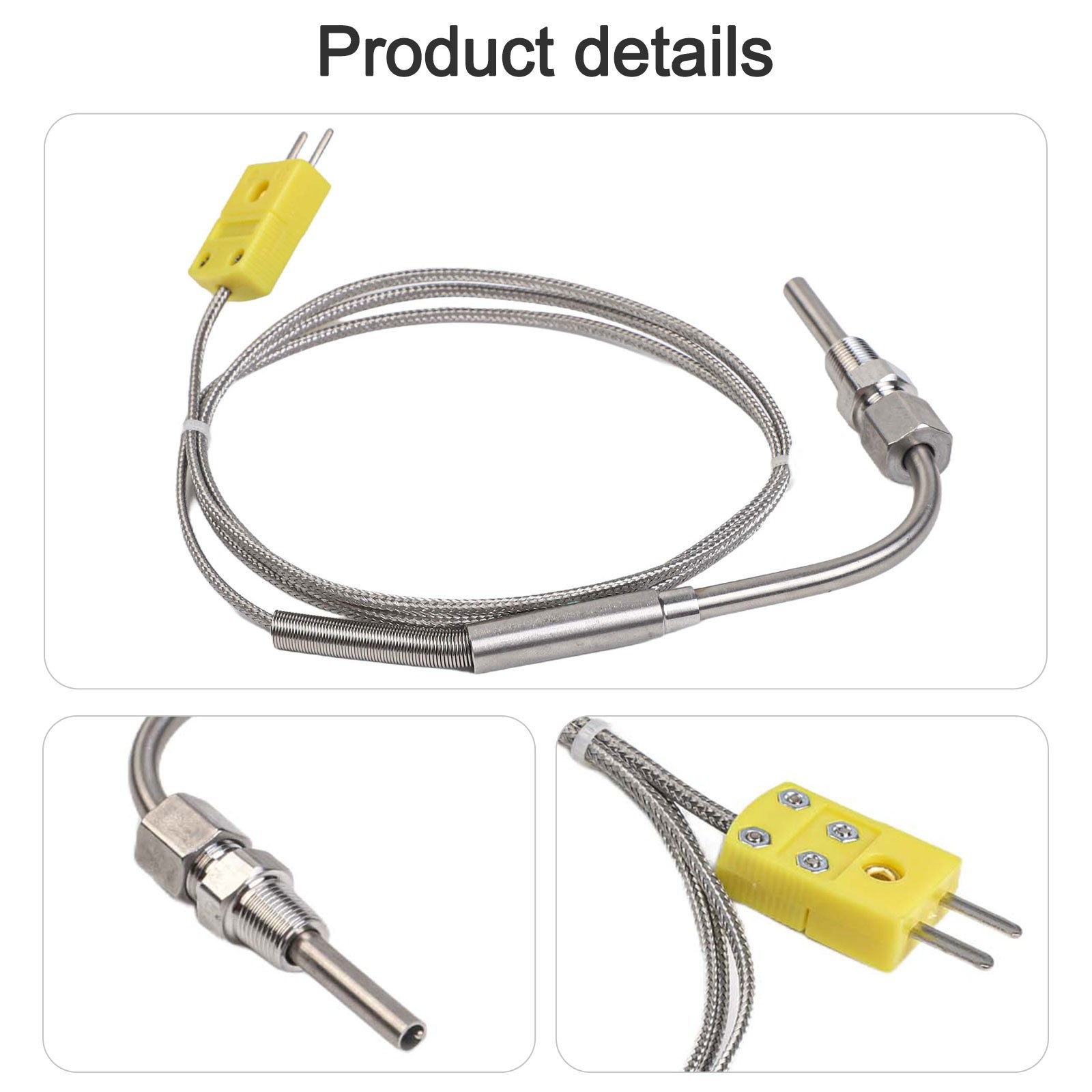 1m EGT Temperature Sensor K-Type Exhaust Gas Probe Thermocouple 1/8-NPT Thread