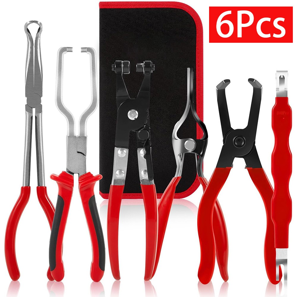 6Pcs Professional Fuel Line Pliers Set Hose Clamp Pliers Electrical Disconnect