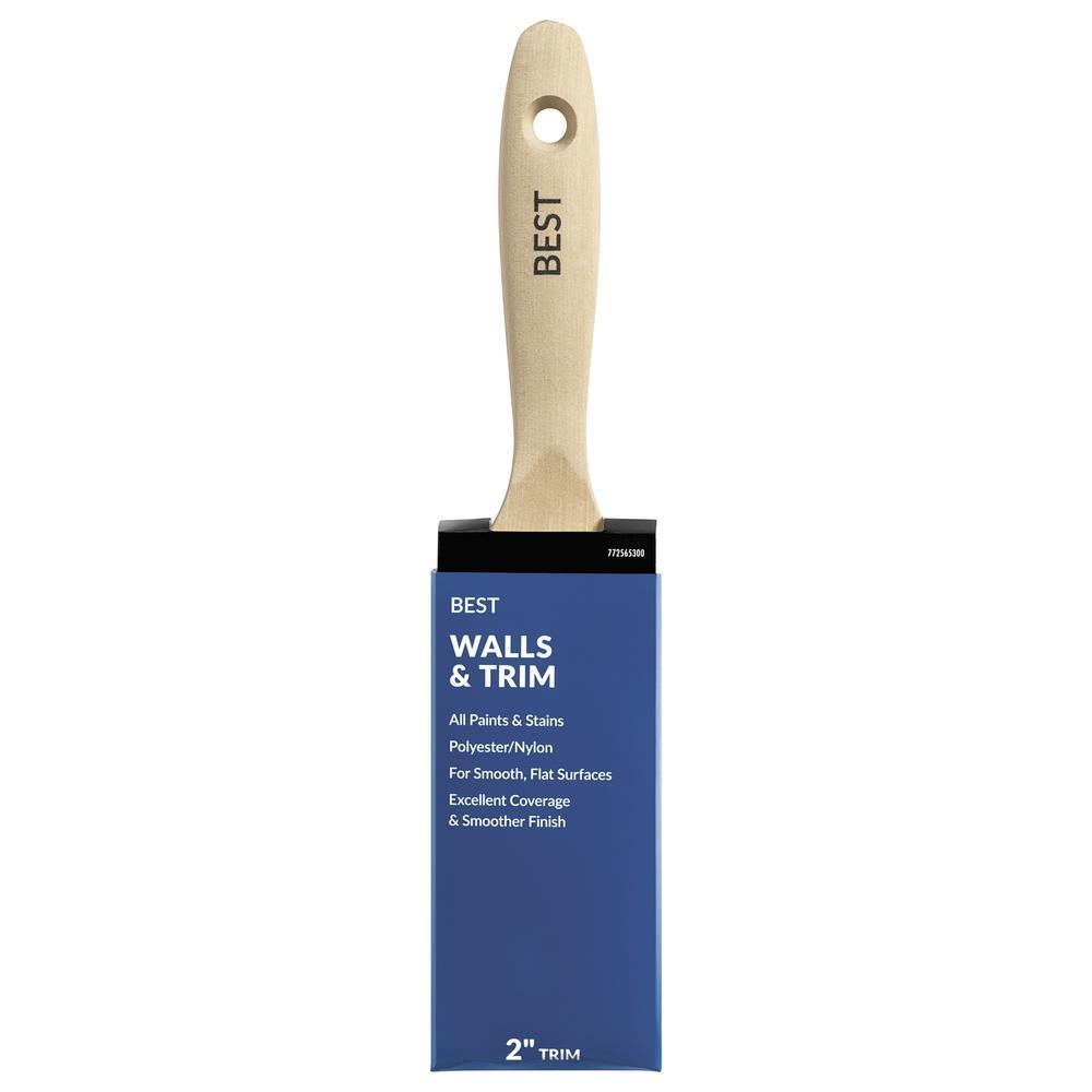 BEST 2" Polyester Nylon Synthetic Blend All Paint & Stain Wood Handle Trim Brush