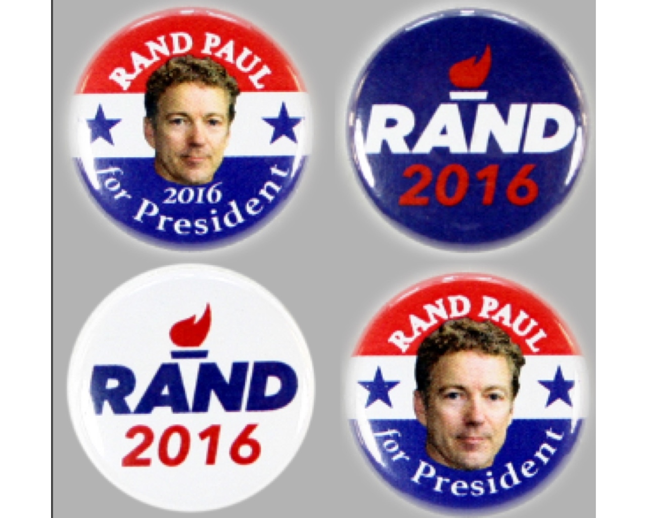 2016 RAND PAUL for PRESIDENT 1" PIN BACK CAMPAIGN BUTTON 4PIECE SET