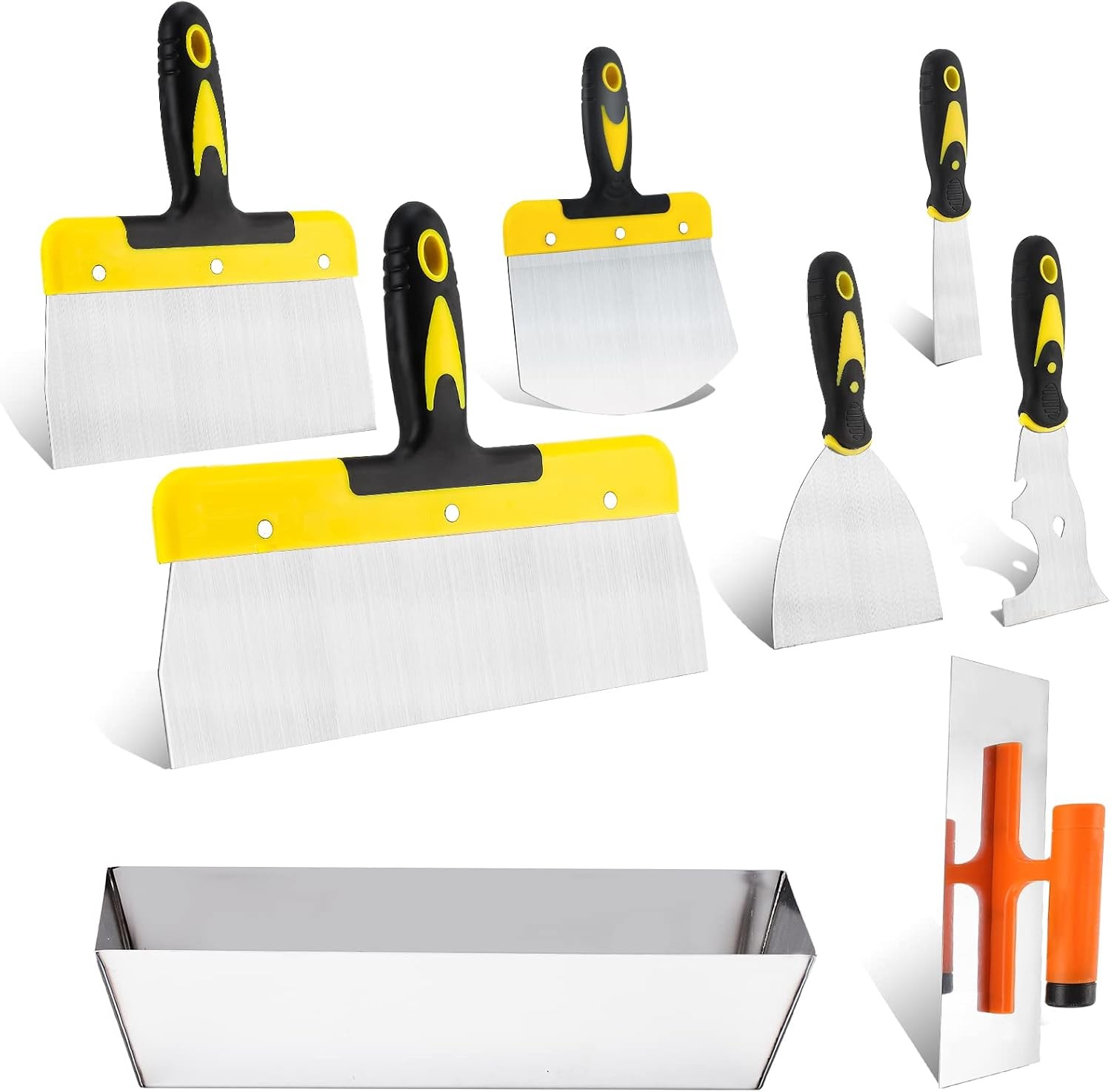 Drywall Knife Set, 8 Pieces Stainless Steel Drywall Hand Tool