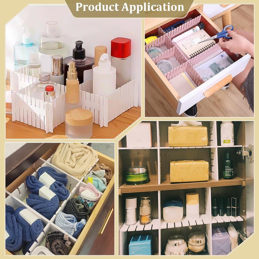 40pcs Drawer Dividers Adjustable Drawer Organizer White Drawers Separators Dr...