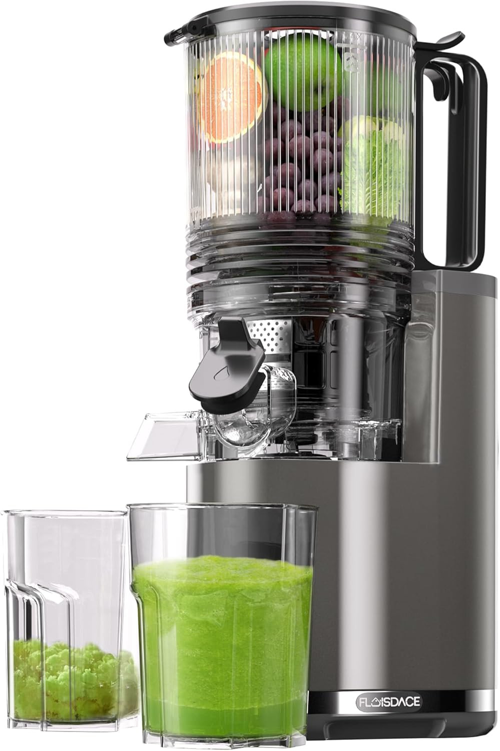 J8 Cold Press Juicer - High Yield, BPA Free, 350W, 6.5" Wide Chute, Gray