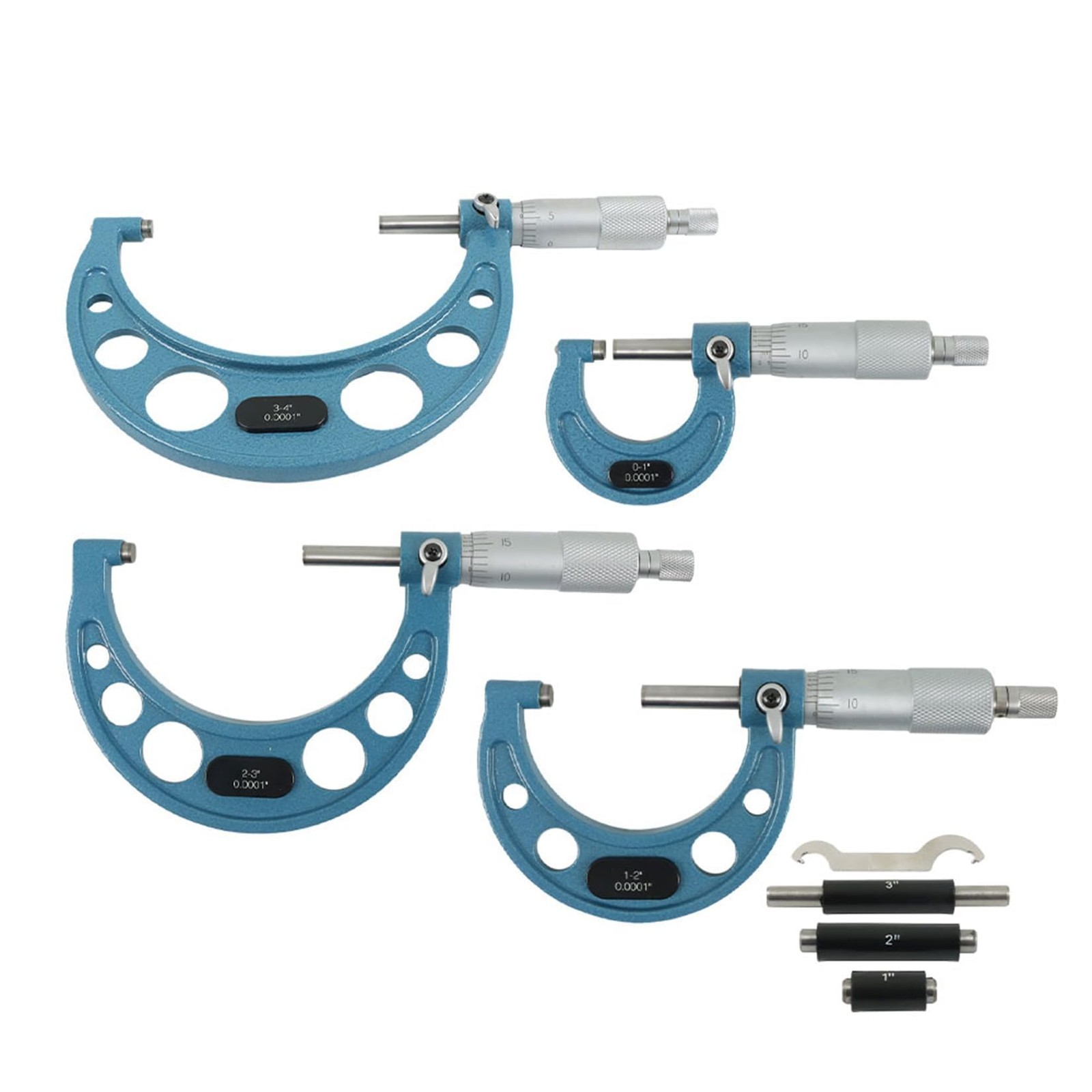 findmall 4Pcs 0-4 inch 0.0001" Outdoor Micrometer Set Machinist 0-4"