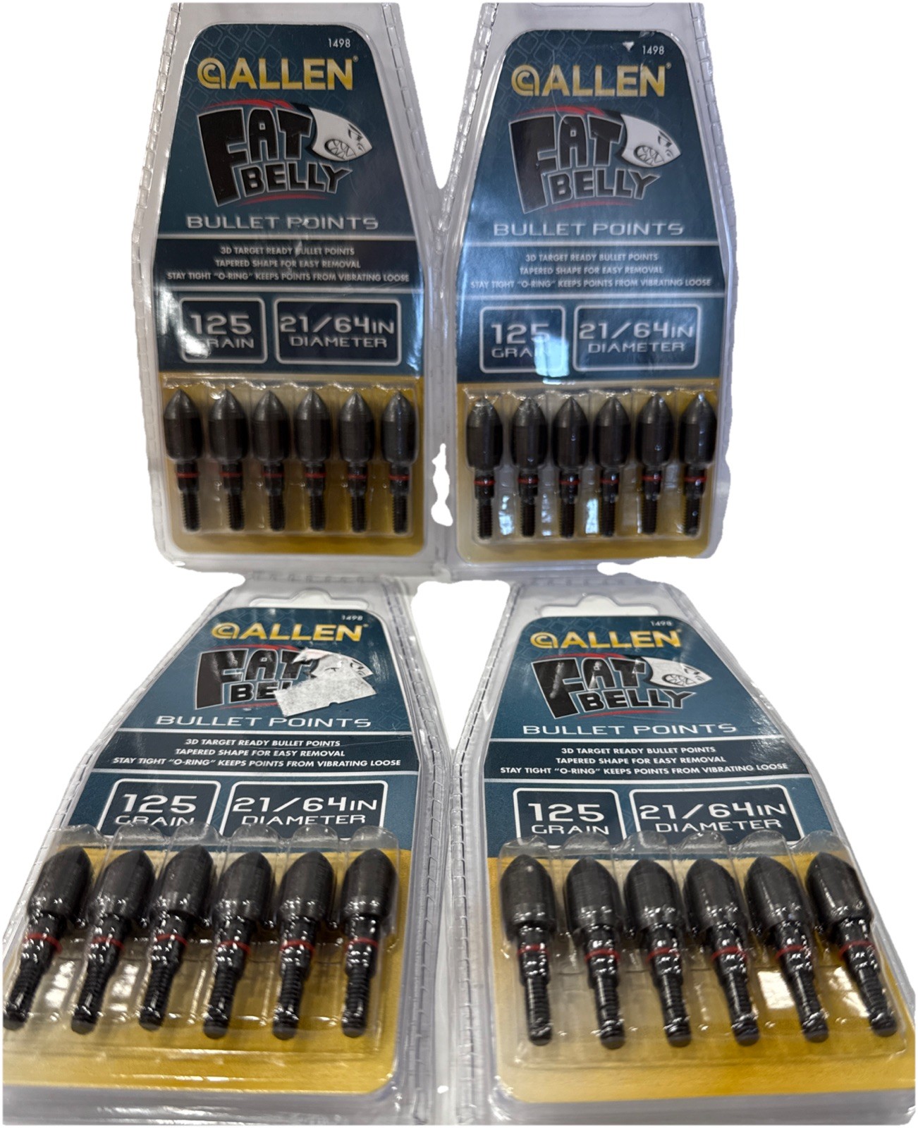 Lot Of 4- Allen Fat Belly Bullet Points -125 Grain 21/64" Dia 3D Target Ready