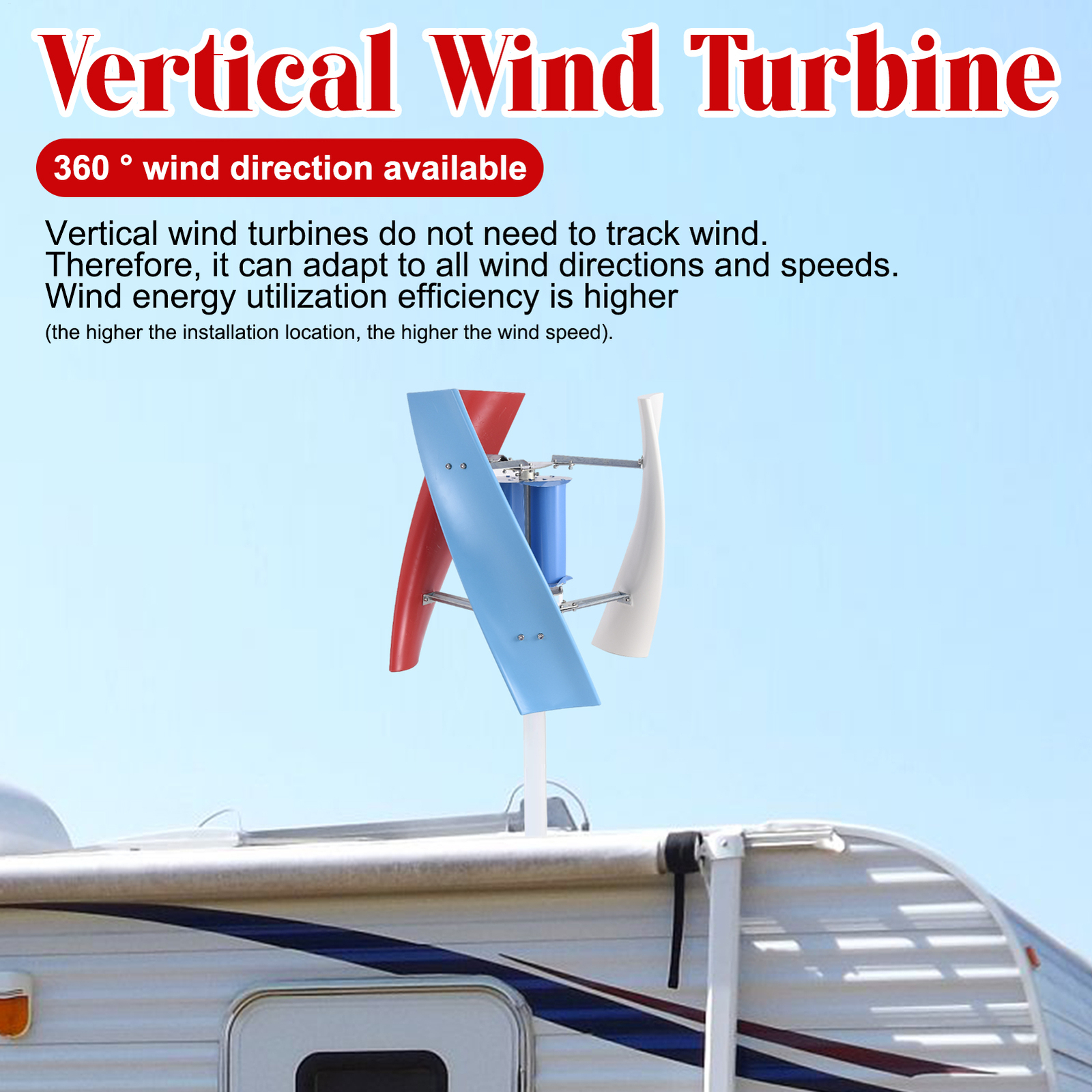 3000W 12V Vertical Axis Wind Turbine Generator W/ Controller Wind Power New