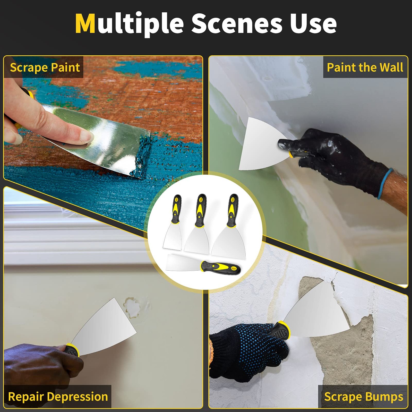 4PCS Putty Knife Set Stainless Steel Paint Scraper