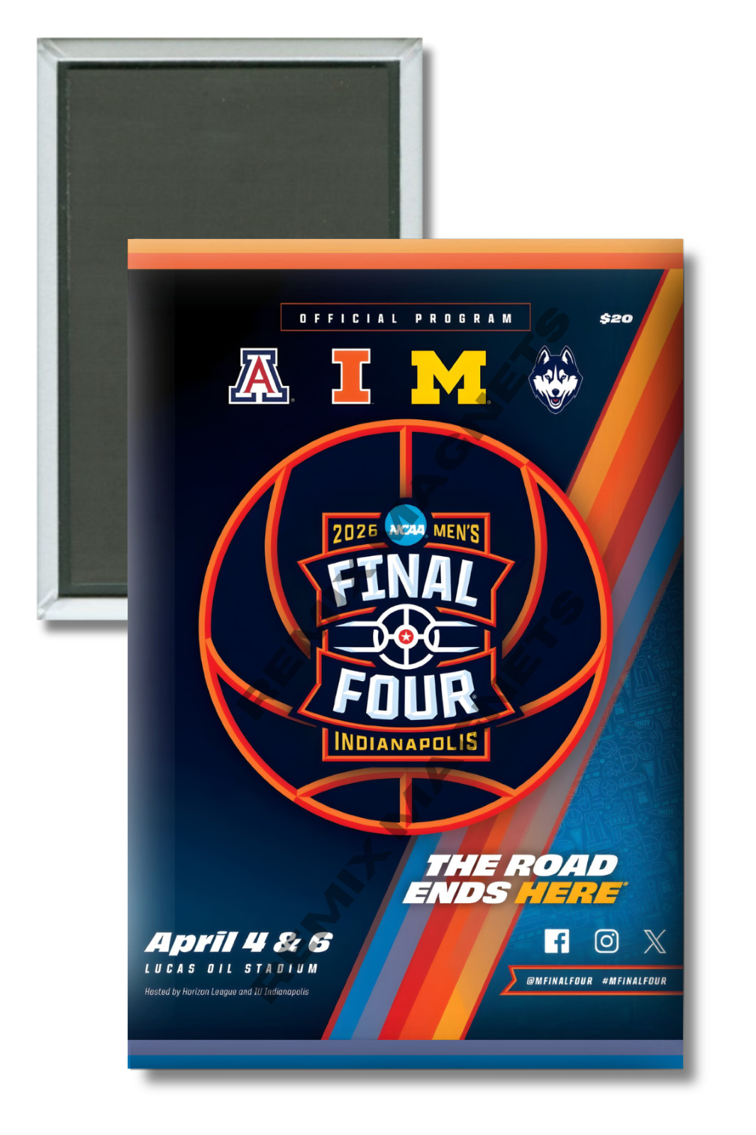 2026 Mens Final Four NCAA Basketball Tourney Indianapolis Program 2" x 3" Magnet