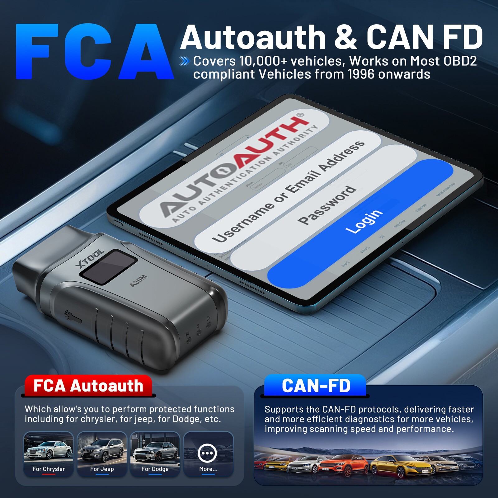 USED XTOOL A30M OBD2 Scanner Code Reader Full System Car Diagnostic Tool NEWEST