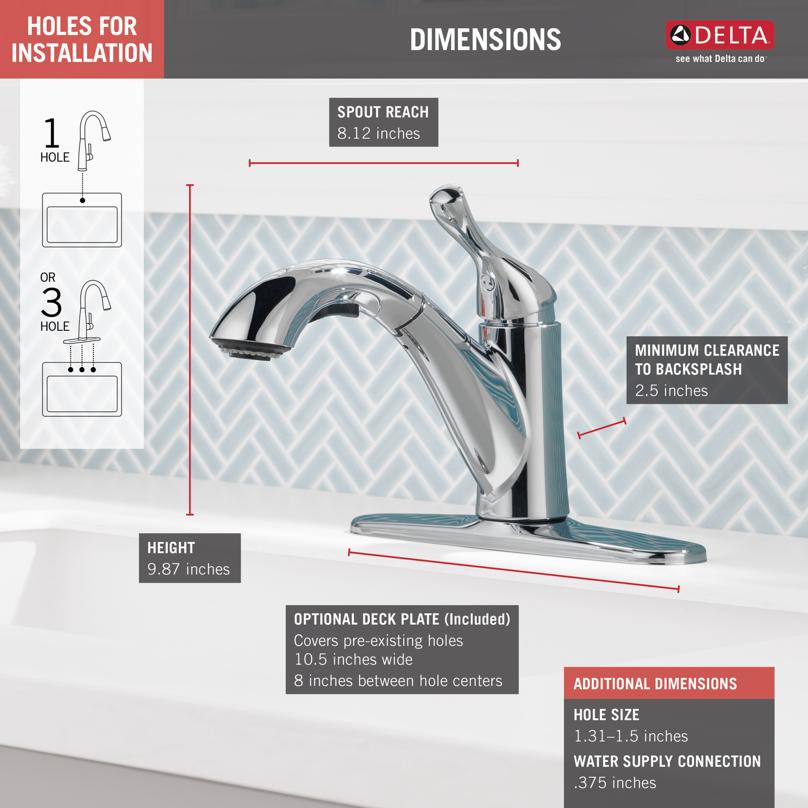 Delta Grant Pull-Out Kitchen Faucet in Chrome-Certified Refurbished