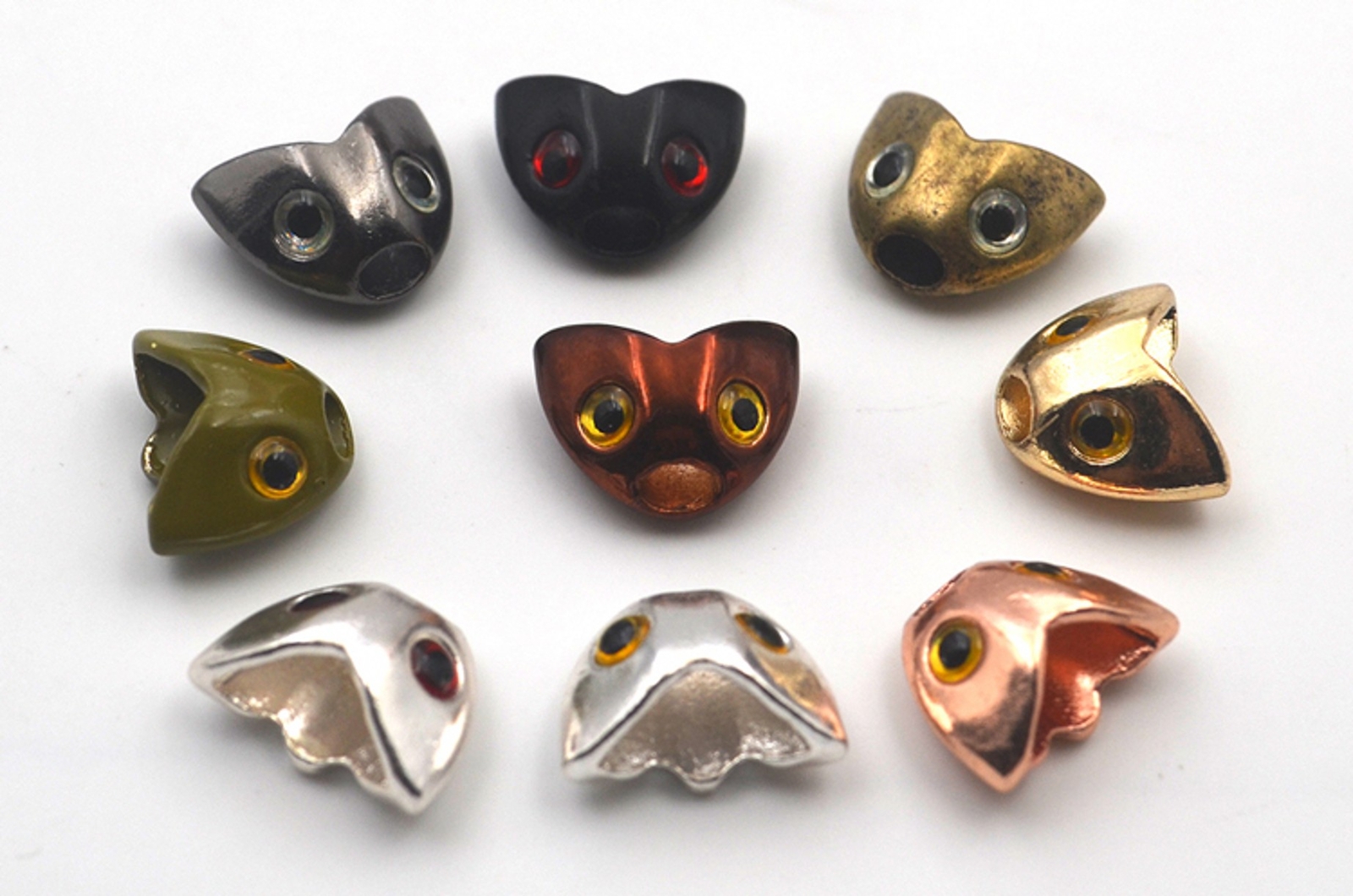 10PCS (6 Color)Fly Tying Fish Head Fish Mask Streamer Tying Size L Sculpin Helme