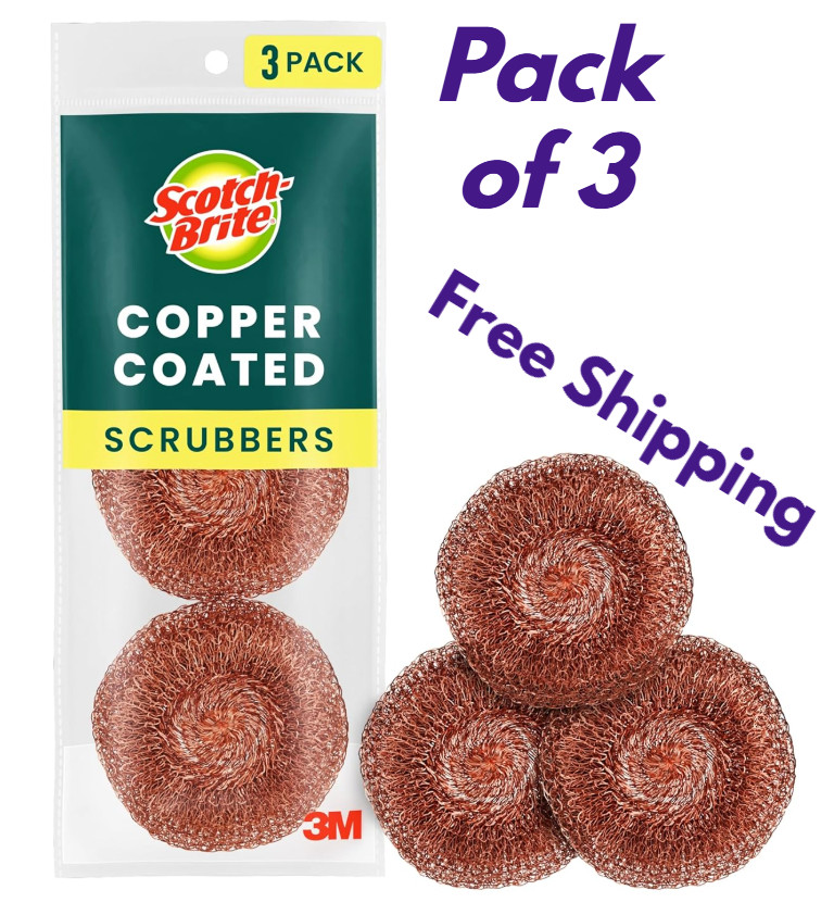 Scrubber Copper Coated Scrubbing Scouring Scour Pads Cleaning Kitchen cookware