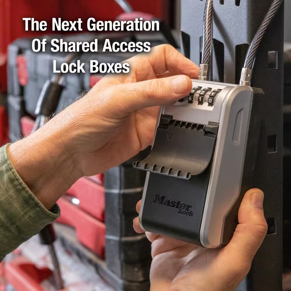 Large Outdoor Lock Box with Combination Dial and Removable Cable