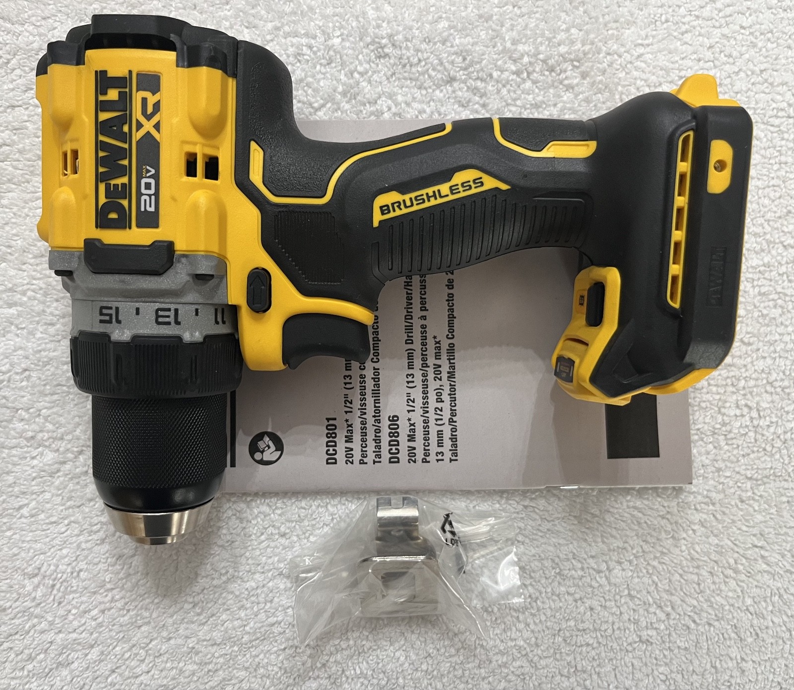 New Dewalt DCD801B 20V 20 Volt Max XR 1/2" 2 Speed Brushless Drill Driver Li-ion