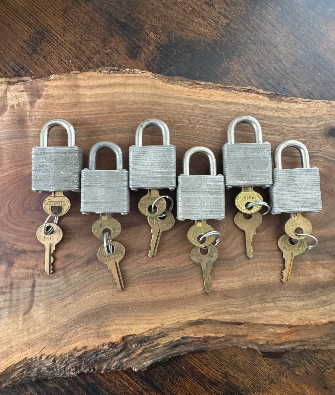 Lot 6 Vintage Master Lock No 7 Padlocks With Keys Working Lock Collection