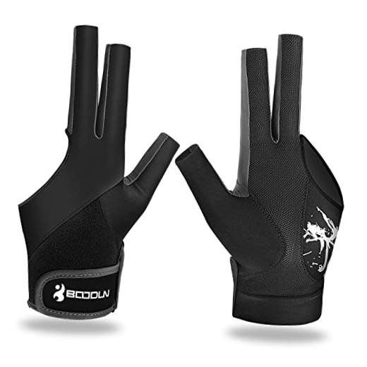 Large Black 3 Finger Billiard Pool Gloves for Left Hand - Splicing Process