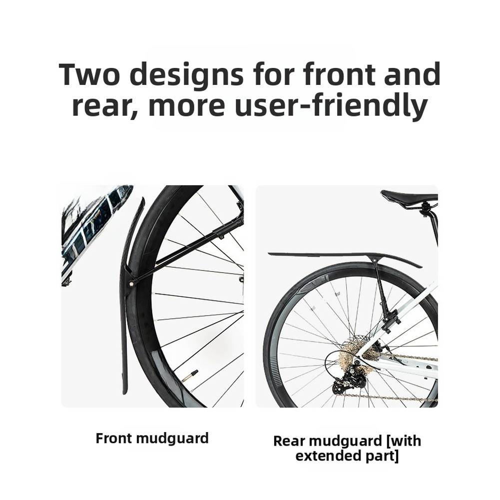 For Road Bike Quick Release Set Front Rear Mudguard PP Black 40 5 32.5cm