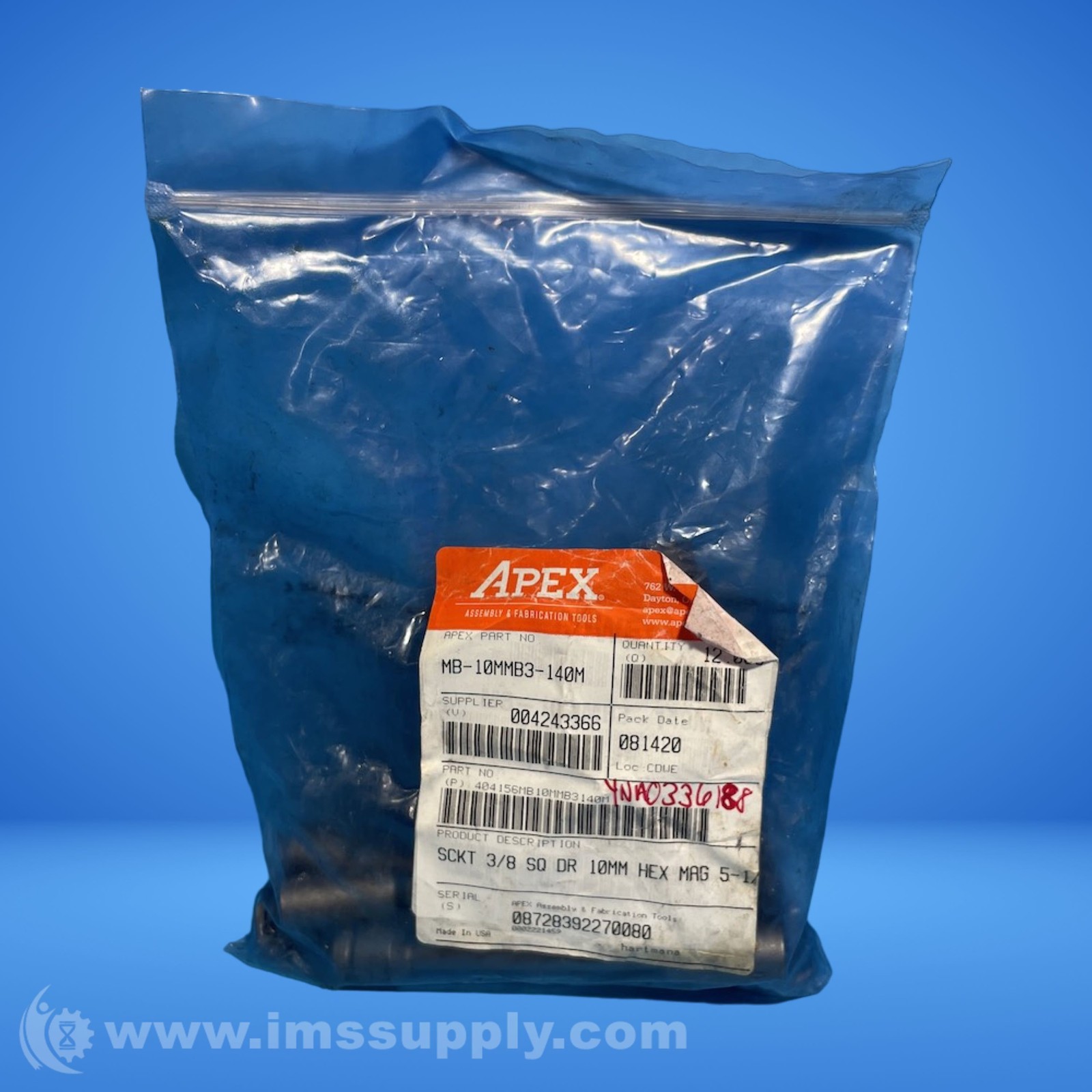 APEX MB-10MMB3-140M Bag of 12 Impact Sockets 0662