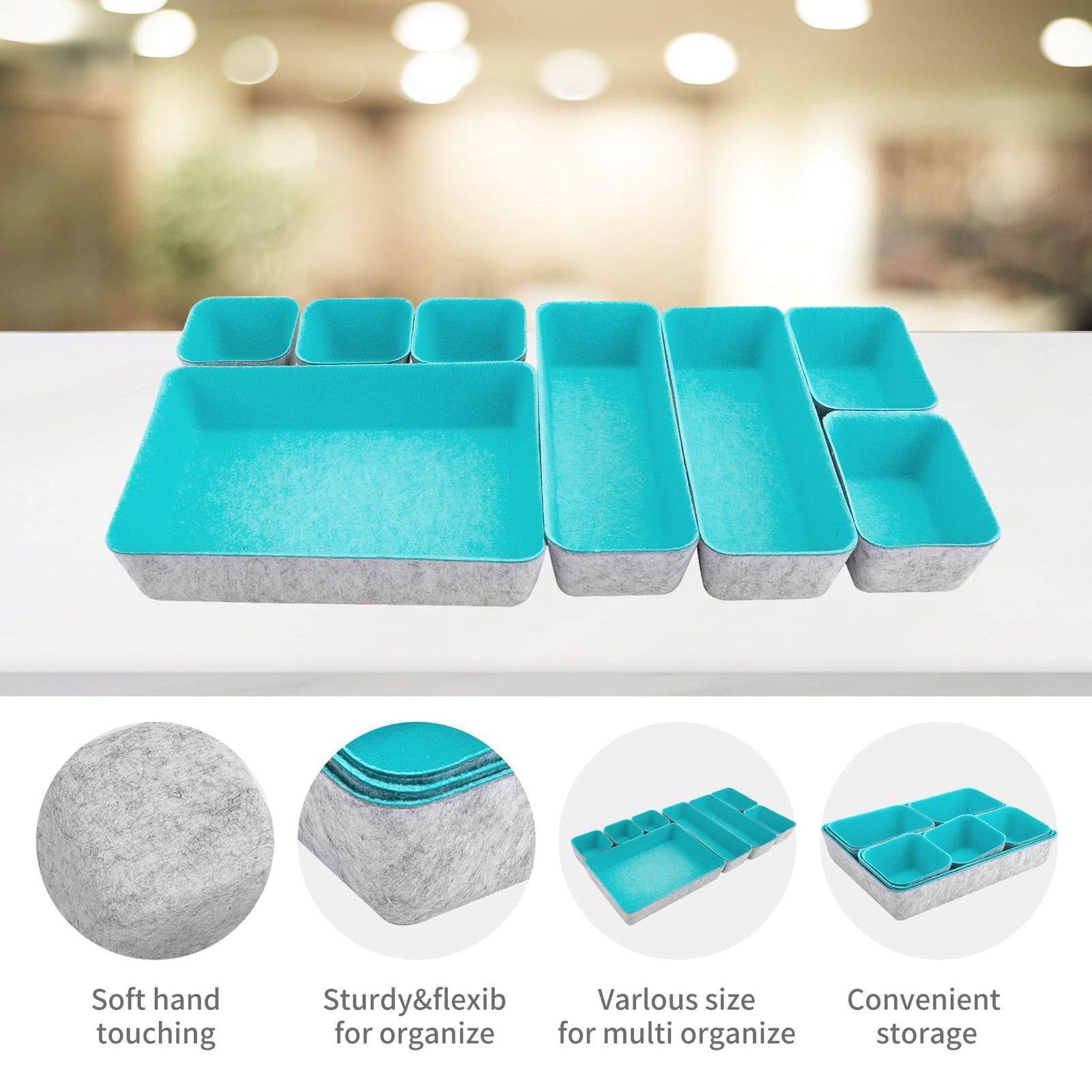 8pcs Drawer Organizers, Separators, Storage Box,Felt Storage Bins Inserts Too...