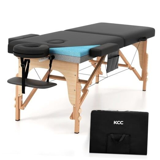 Memory Foam Massage Table Premium Portable Foldable Massage Bed Height Black