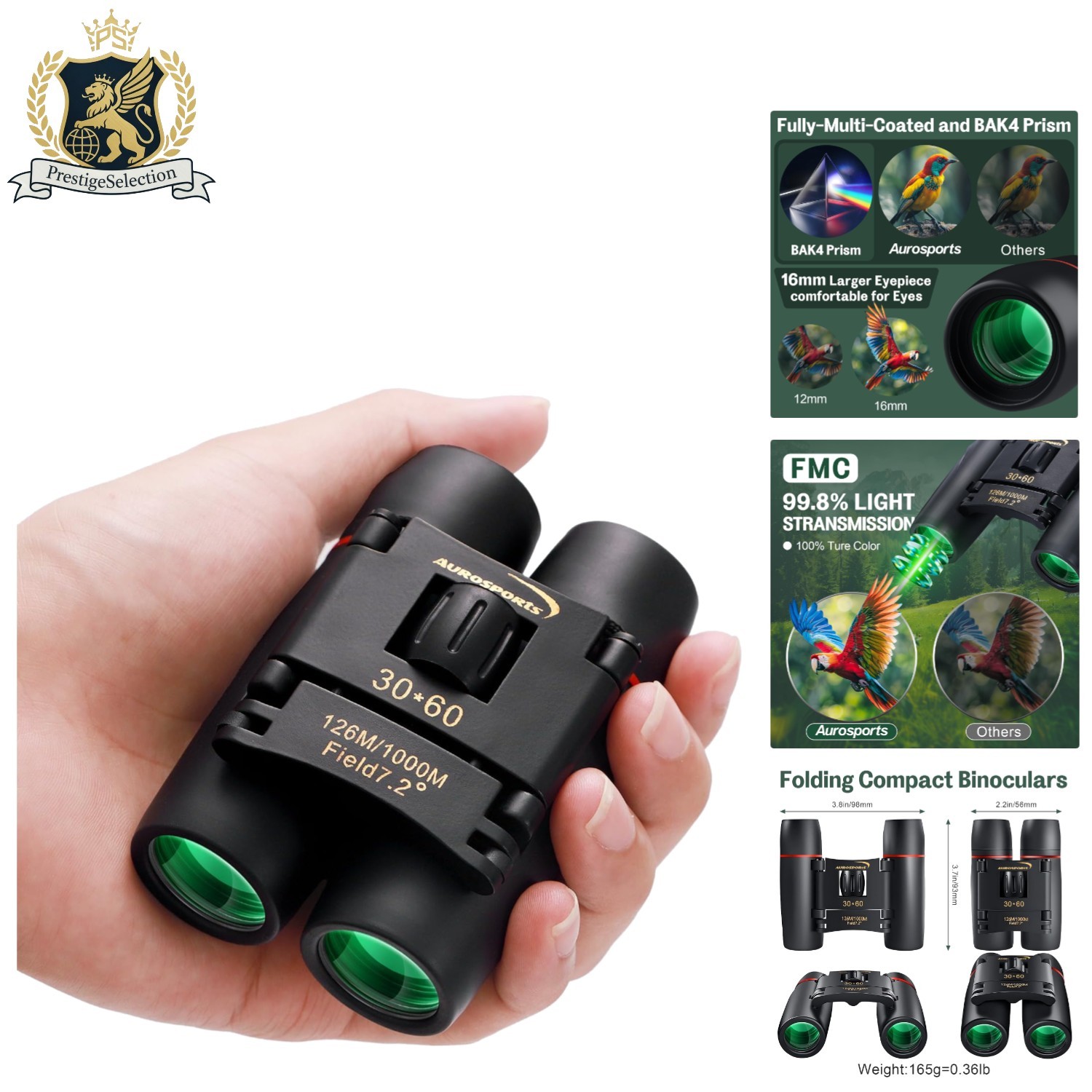 30X60 High Power Compact Binoculars - Lightweight & Waterproof for Travel