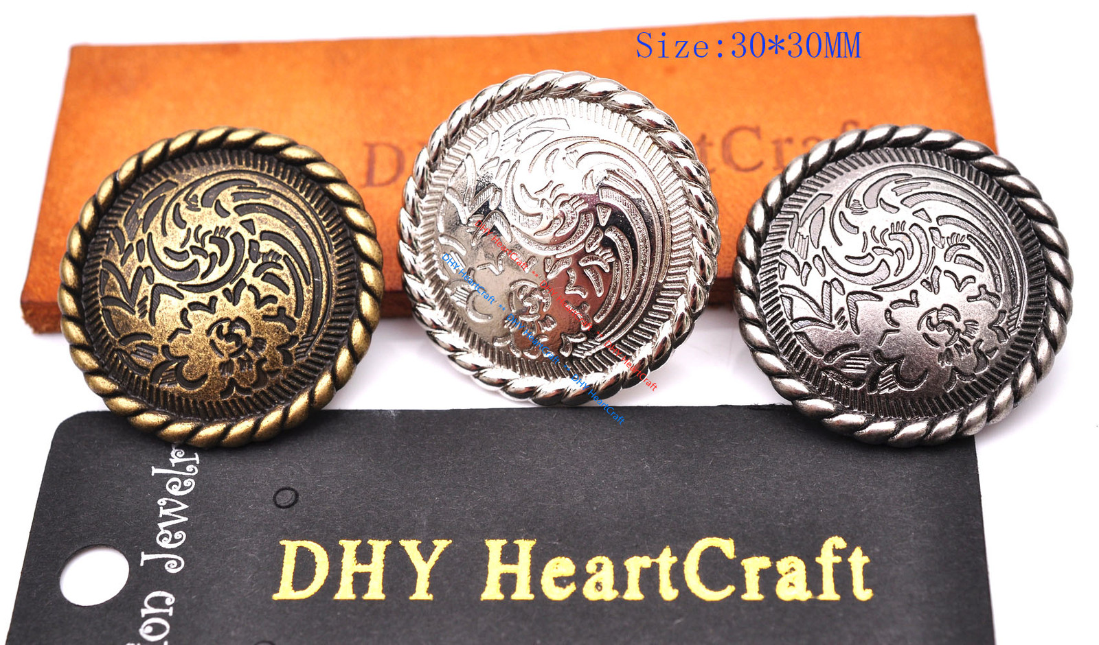10X Western Art Flower Engraved Leathercraft Wallet Hardware Conchos Screw back