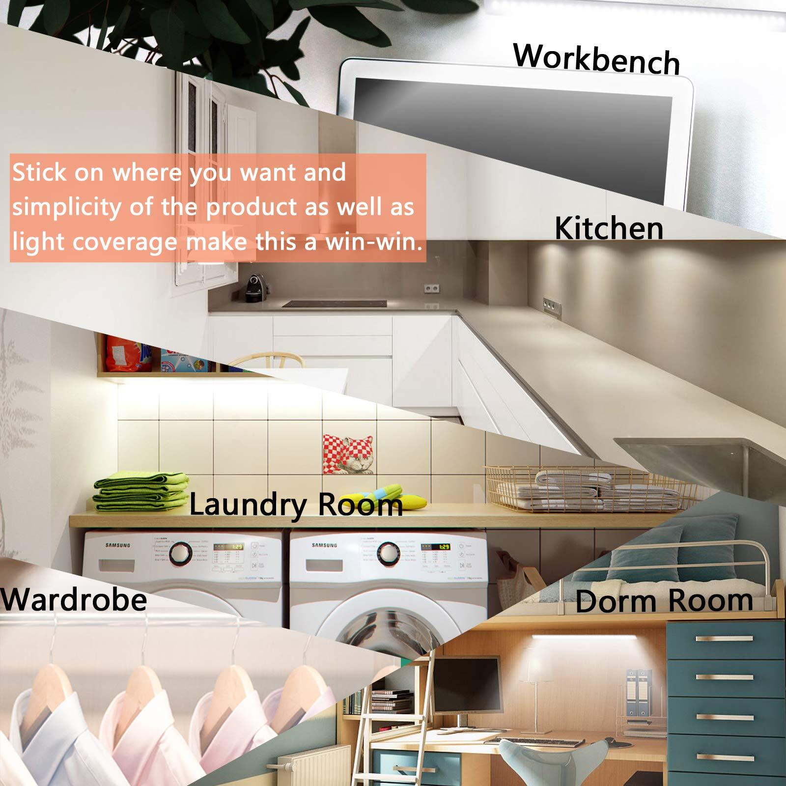 Under Cabinet Light, 12 Inch Plug in LED Closet Light with Memory Function, Cold