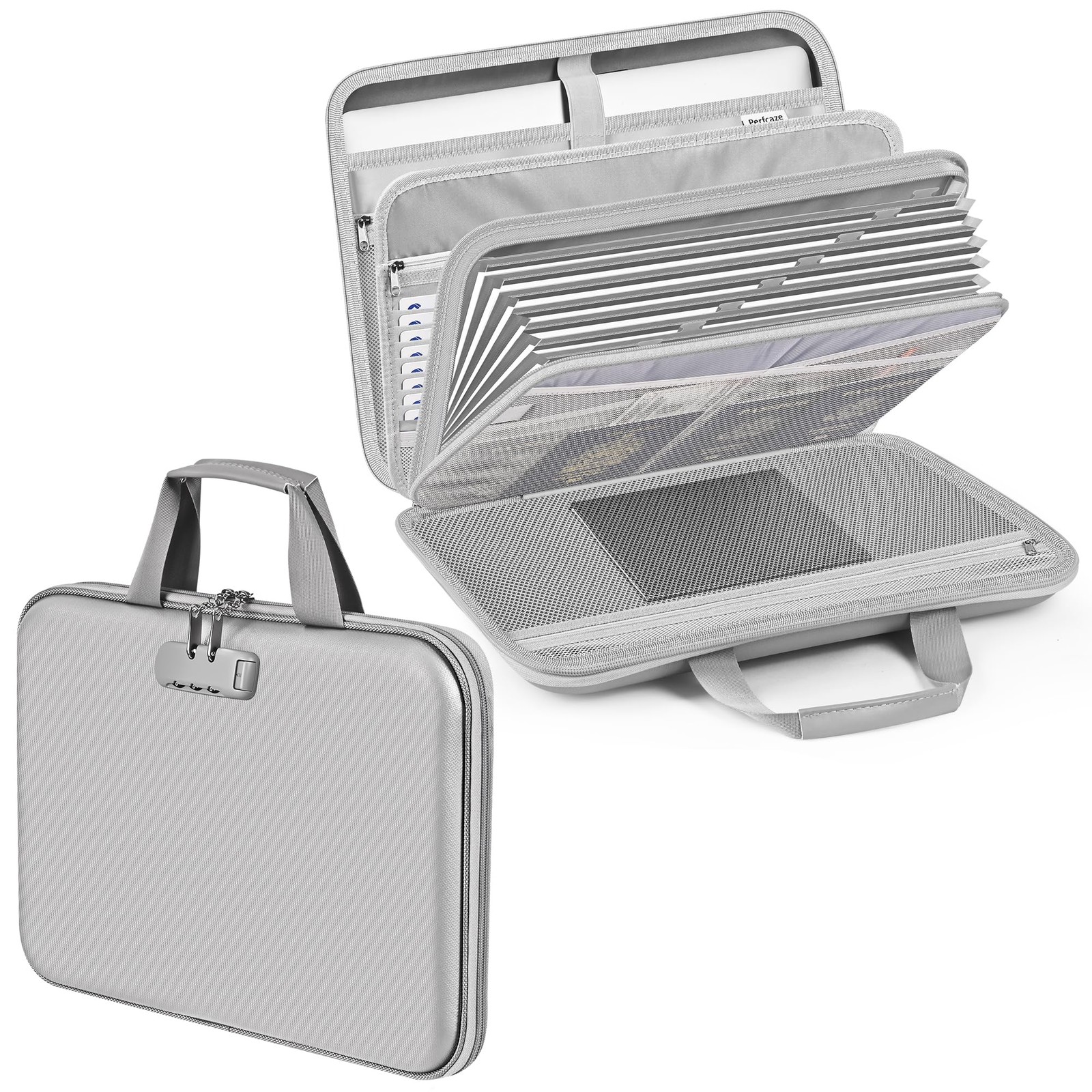 Fireproof Document organizer with Lock, 13 Pocket Accordion File Folder,Porta...