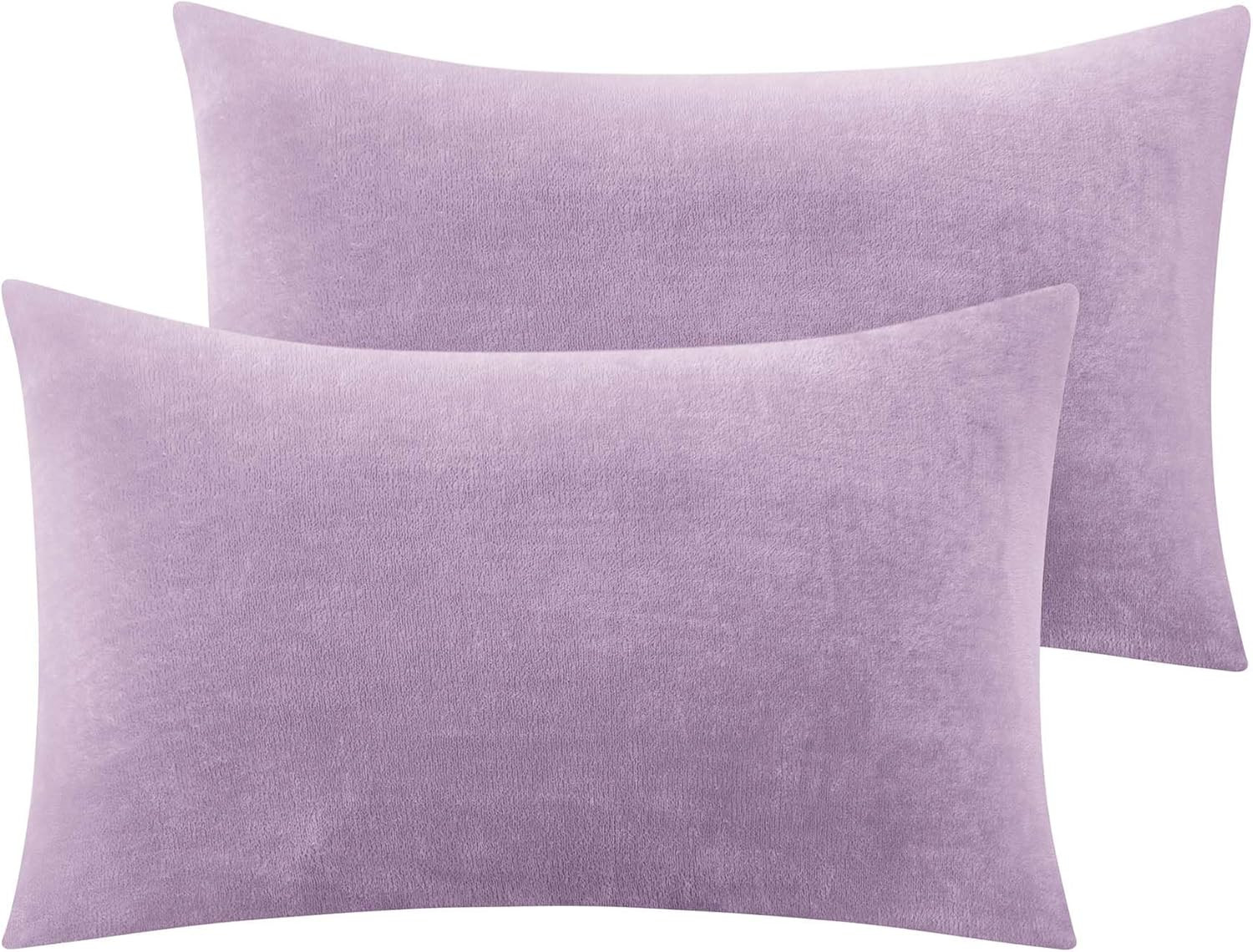 Flannel Pillow Cases Queen Size Set of 2, Super Soft Fleece Pillowcases with Zip