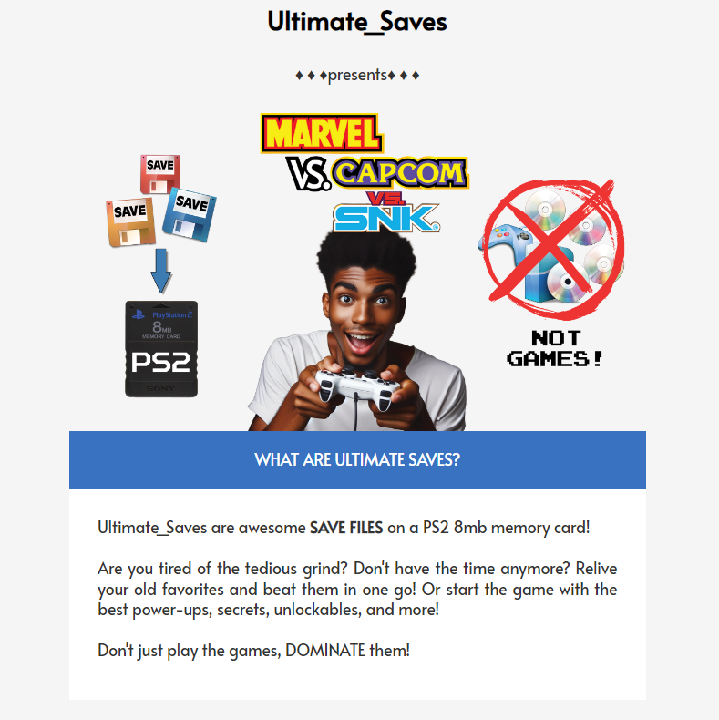 MARVEL vs CAPCOM vs SNK | PS2 MEMORY CARD SAVES | 100% Unlocked! All Fighters!