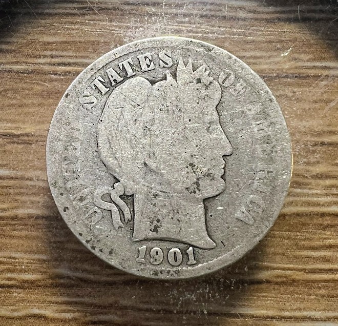 1901-P Barber Dime - Actual Coin Shown - Free Shipping & Tracking INV#721