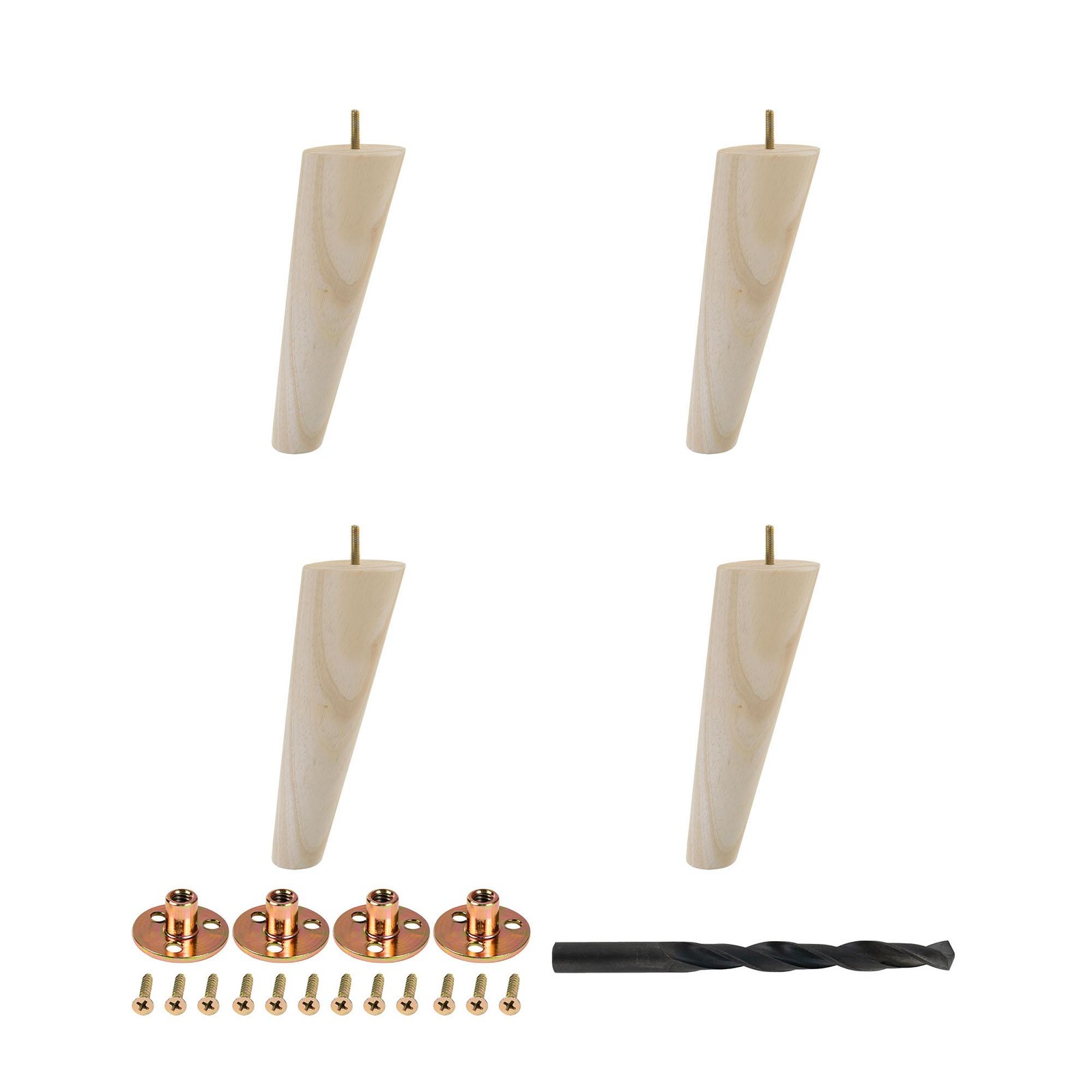 Outwater 8" x 2-1/2" Unfinished Hardwood Round Taper Leg (4 Pack)
