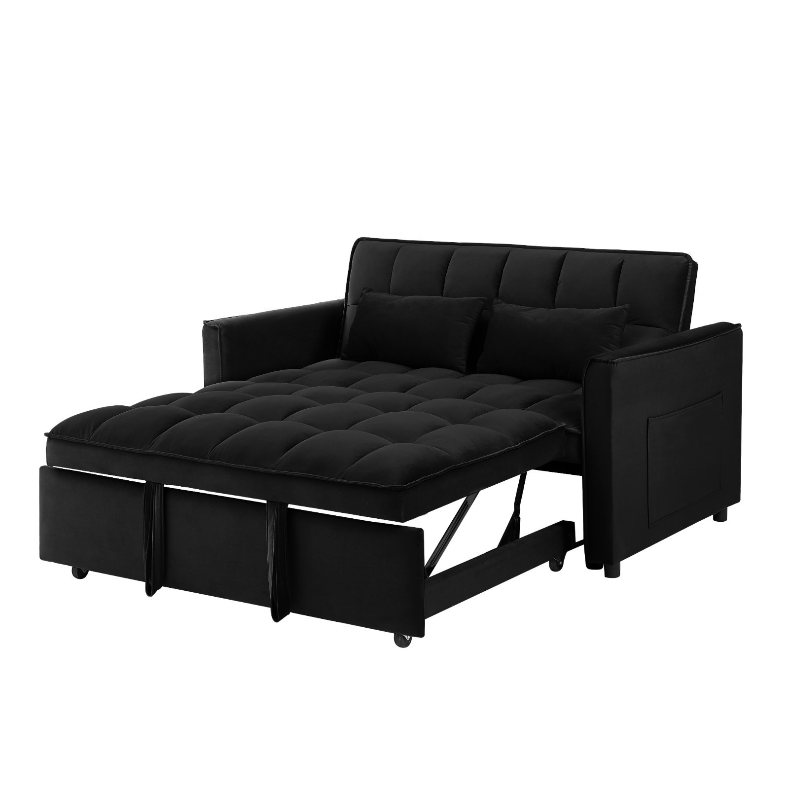 3 in 1 Modern Convertible Sleeper Sofa Bed Velvet Loveseat Pull Out Futon Couch