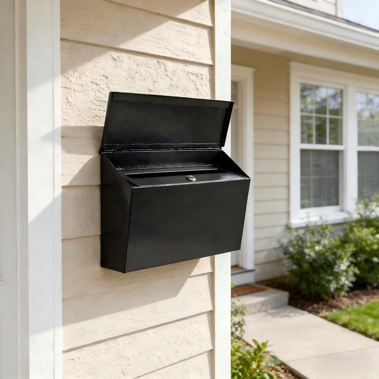 Large Capacity Locking Wall Mount Mailbox - Black