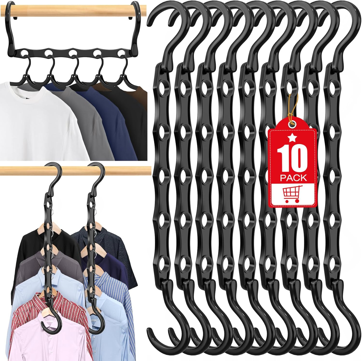 10 Pack Hangers Space Saving Magic Plastic Hanger Organizer Shirt Space Saving H